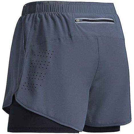 Sportshorts für Herren, Modell 2023, doppellagige Trainingsshorts, 2-in-1-Sommershorts für Strand, Joggen, Fitnessstudio und Laufen, Farbe ZS-Grau
