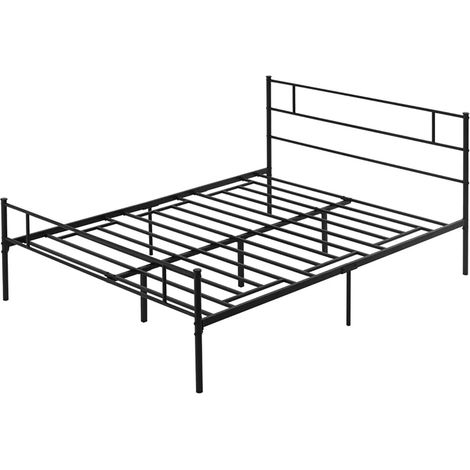 Struttura Letto Matrimoniale 160x200 cm in Acciaio con Doghe Integrate Nero (1/5)