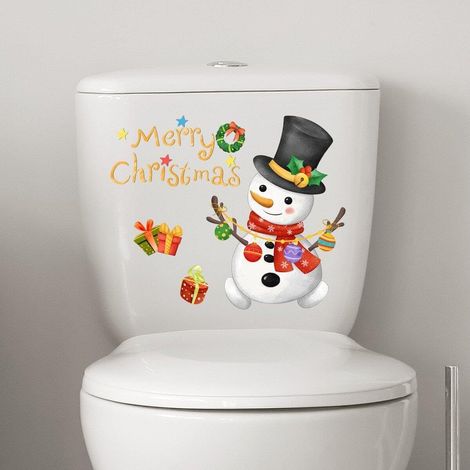 Weihnachts-Schneemann-Aufkleber, niedliches Cartoon-Design, abnehmbarer Wandaufkleber, Heimdekoration