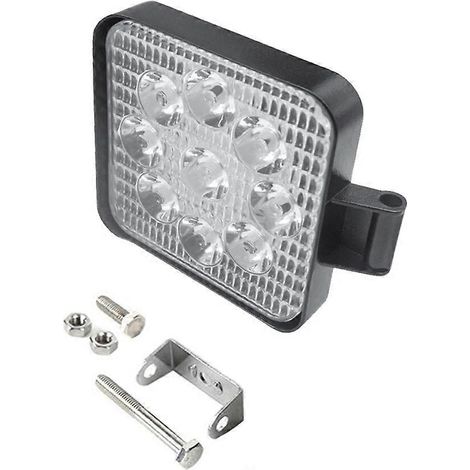 Barre lumineuse de travail LED étanche 12-24 V, projecteur carré 48 W, phare de travail pour camions, éclairage de conduite de nuit tout-terrain pour SUV, 9 LED, 1 pièce (1/5)
