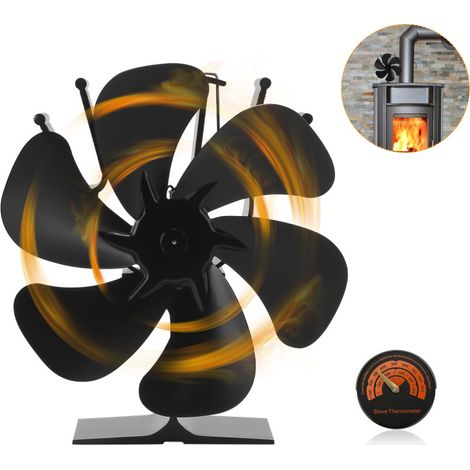 Randaco Ventilatore elettrico per stufa Altri accessori per caminetto Soffiatore per caminetto con termometro (1/5)
