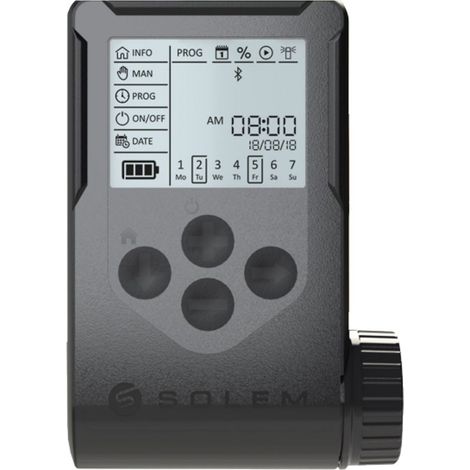 PROGRAMADOR RIEGO A PILAS SOLEM WOOBEE 6 ESTACIONES CON BLUETOOTH LA GAMA WOOBEE DISPONE DE PANTALLA GRANDE Y BOTONERA PARA PROGRAMARLO PERO ADEMAS VIA BLUETOOTH SE CONECTA A LA APP MYSOLEM (1/4)