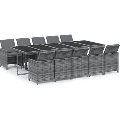Maison Exclusive - Set comedor jardín 11 pzas con cojines ratán s (1/5)
