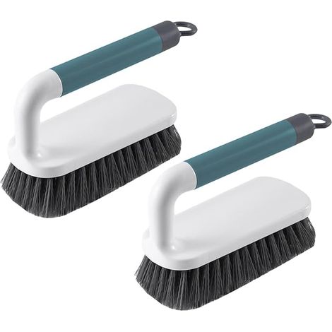 2 Pack Scrub Brush, Scrubbing Cleaning Brushes, Heavy Duty Cleaning Brushes with Handle, for Shower, Bathroom, Carpet, Kitchen and Bathtub Scrubber (Green)