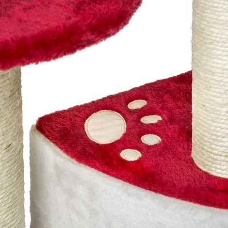 Albero per Gatto con Graffiatoio Cuccia Giocattolo Gatti Parco Giochi Tiragraffi in Sisal Naturale 71 x 44 x 33 cm - Colore: Rosso (1/5)