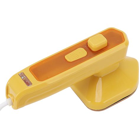 Fer à repasser vapeur miniature portable et léger, mini, jaune, avec prise européenne 220 V, idéal pour la maison, les voyages et les dortoirs. (1/5)