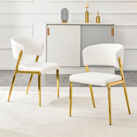 Chaises modernes – Lot 2 – Rembourrées – Métal – Dossier ergo – Similicuir – Salle à manger/Salon/Cuisine – Modèle 2 (1/5)