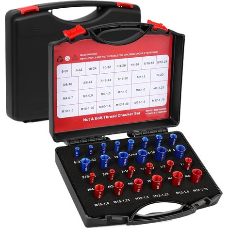 Jauge d'Identification de Boulons et Écrous - 26 Pièces Calibre Filetage Métrique Identificateur de Pas,Outils de Mesure et Vérification Métriques pour Garage Camion Véhicule Atelier (1/5)