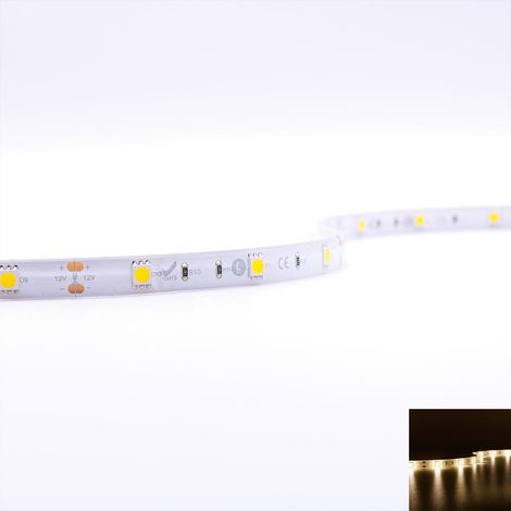 Strip 12V LED Streifen 5M 7,2W/m 30LED/m 10mm - Lichtfarbe: Warmweiß 3000K - Schutzart: IP65 (1/5)