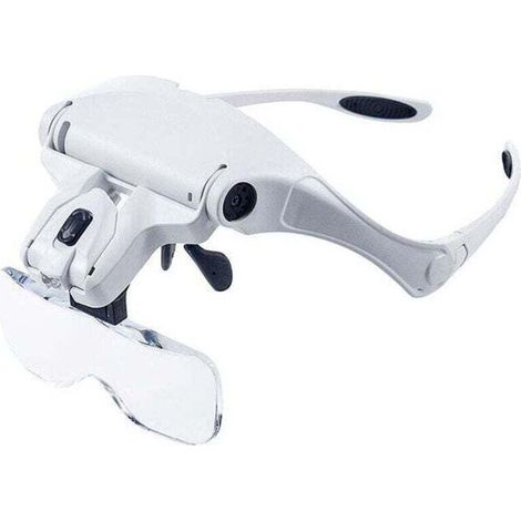 Loupe Lunettes avec Éclairage LED - Lunette Loupe avec 2 Lumières LED , XU,Frontale Grossissantes Casque Loupe - 1x à 3.5X Zoom Electronique, Bijoux,Montres - KZQ (1/4)