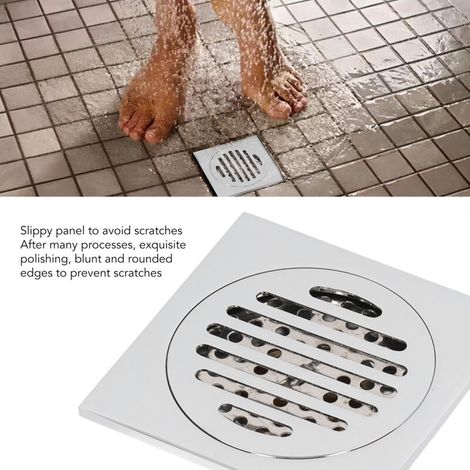 Siphon de sol en acier inoxydable pour douche, en cuivre galvanisé, couvercle rond, grand siphon pour salle de bain, toilettes, balcon (1/5)