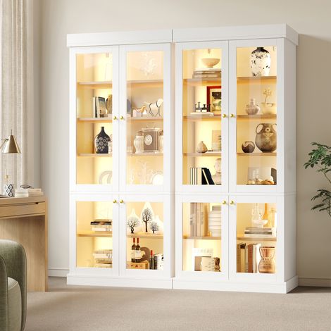 Mobile vetrina contenitore con LED, 160 x 40 x 180 cm, bianco OKMYHOME (1/5)