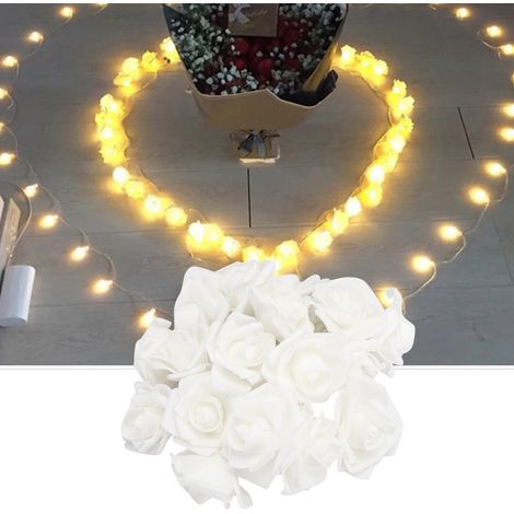 20 LED-USB-Lichterkette, 3 Meter – Romantische Dekoration mit leuchtenden Rosen für Hochzeiten, Valentinstag und Geburtstage – Warmweiß