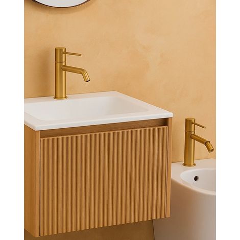 Exagonshop Coppia rubinetti lavabo e bidet senza scarico oro
