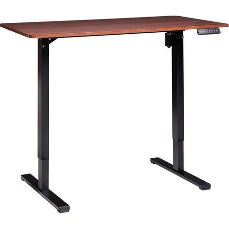 Bureau Réglable Électriquement Moderne 120 x 60 cm Pieds Carrés Plateau et Base Noir et Marron Foncé Tavares