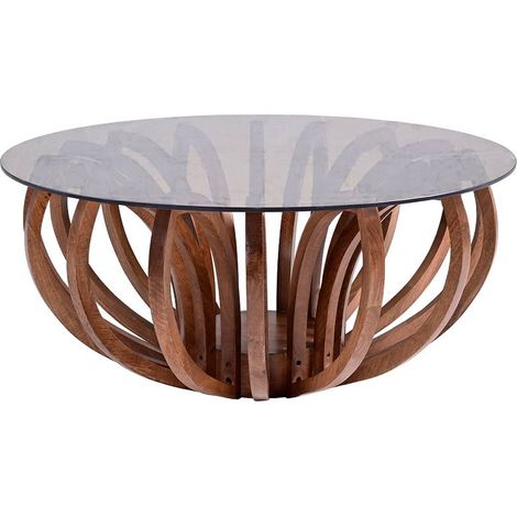 Table basse en bois de manguier et verre Araceli (1/5)