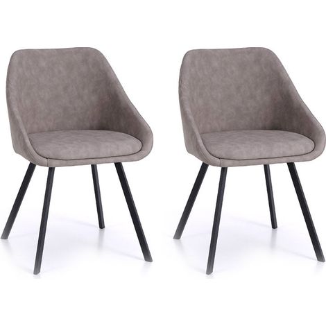 Set 2 Sedie 51x44x77 cm in Similpelle Tortora (1/4)