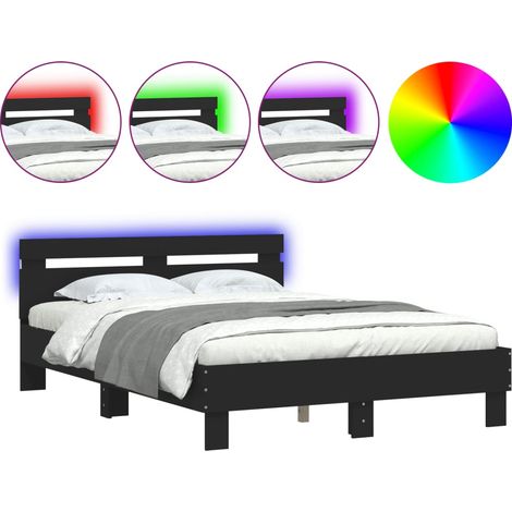 Maison Exclusive - Bett mit LED-Beleuchtung ohne Matratze Schwarz