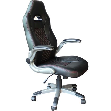 Poltrona da ufficio e gaming ergonomica in pelle sintetica con bordature rosse Maranello