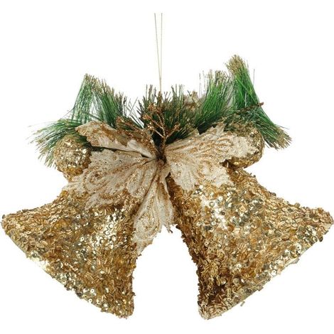 Grande decorazione natalizia - 2 campanelle, ciondolo dorato (1/3)