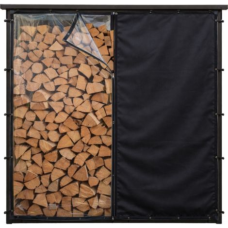 Wetterschutz Set Front- & Rückwand für Kaminholzregal 143 x 145 cm, Polyester Schwarz