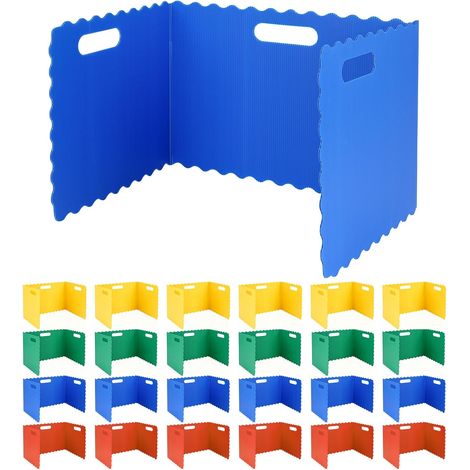 Lot de 24 Séparateurs de Bureau Pliables, Mini Paravent avec 24 Pochettes pour Noms, 4 Couleurs (40×30×30 cm) – Store Plissé sans Perçage pour École, Bureau, Bibliothèque (1/5)