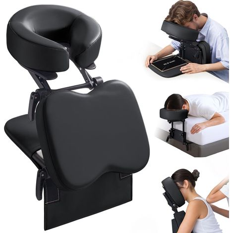 Luxueux 3 en 1 massage polyvalent berceau visage et coussin pour la maison matelas, table de spa et bureau, table de massage pliable réglable repose-tête visage vers le bas oreiller, noir