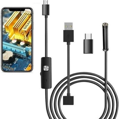 TrAdE Shop Traesio - Telecamera Endoscopica 5 Mt Type-c Usb Mini Usb F Flessibile Impermeabile 6 Led - (1/5)