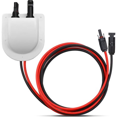 Entrée de Câble Solaire Double pour Toit Étanche avec Rallonge de Câble Solaire de 2 m pour Camping-Car Caravane Bateau, Blanc (1/5)