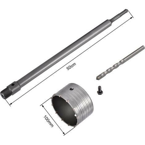 Fresa A Tazza 100 Mm Asta Prolunga 50 Cm Per Trapano Attacco Sds Plus