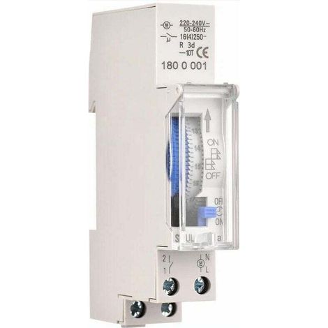 24 Hour Mechanical Timer Minimum Timer 15 Minutes Rail Mounting Built-in Battery SUL180a AC220-240V Grey - SUL180a AC220-240V Grey MUMU (1/4)