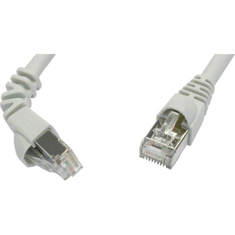 Câble réseau, câble patch Telegärtner L00005A0080 RJ45 CAT 6a S/FTP 10.00 m gris ignifuge, avec cliquet d'encastrement 1 pc(s) Q010761