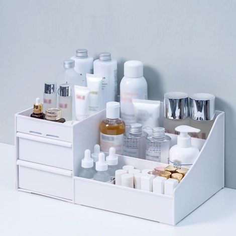 1 boîte de rangement cosmétique, tiroirs organisateurs pour maquillage, bijoux et vernis à ongles, grande capacité, bureau ou salle de bain (1/4)