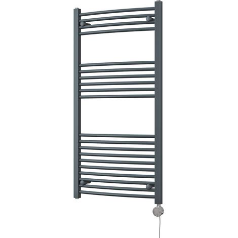 Zennor - Anthracite Electric Towel Rail H1200mm x W600mm Curved 600w Thermostatic (1/3)