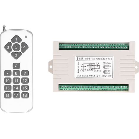 Télécommande sans fil longue portée, kit PCB 18 canaux, pile 23A, modèle officiel 1 à 1 DC 12V (1/5)