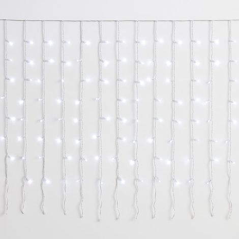 ETTROIT 200er LED-Lichterkette, 5m, weißes Licht, weißes Kabel, IP65, ausziehbar, weißer Blitzeffekt, mit 50cm gleichmäßigen Drähten, Weihnachtsgirlande, Geschäfte, Weihnachtsbalkon