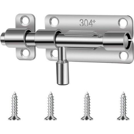 Loquet de porte - Loquet de porte en acier inoxydable - Serrure coulissante / loquet de porte de sécurité pour salle de bain / (1/5)