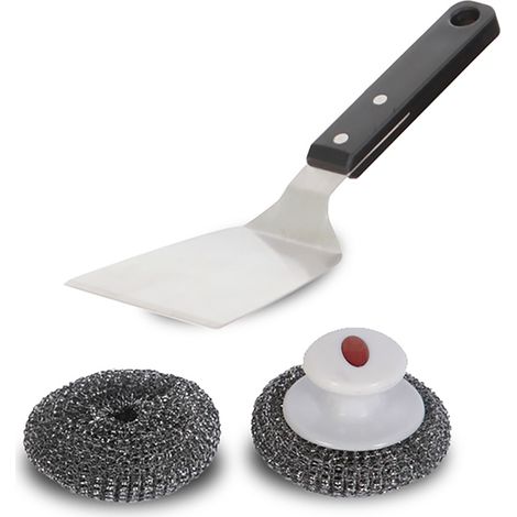 Le Marquier Kit Pulizia Plancha Spatola Spugnetta Inox (1/3)