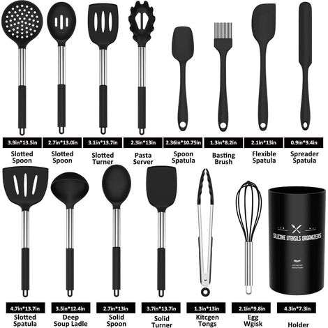 Cuillères à soupe JeiibrZui, 12 pièces - Ensemble de couverts en acier inoxydable avec manches noirs - Finition miroir - Idéal pour la maison, les restaurants et les hôtels - Vaisselle élégante pour l (1/5)