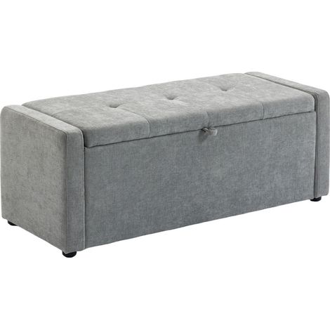 Assise large rembourrée, rangement discret avec pouf coffre 142L gris clair pour chambre ou salon (1/5)