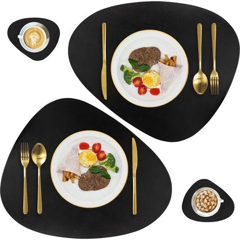 Ensemble de 4 dessous de verre antidérapants, amovibles et imperméables en polyuréthane, idéaux pour les tables et les ustensiles de cuisine. (1/5)