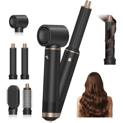 5-in-1 Heißluftkamm-Set, 1000 Watt, 1 Set, Lockenstab, Haarbürste, Rundbürste, zum Trocknen, Stylen, Glätten und Locken von lockigem und langem Haar (1/5)