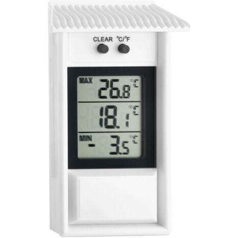 Blanc thermomètre numérique , 30.1053, résistant aux intempéries, utilisable à l'intérieur ou à l'extérieur (1/4)