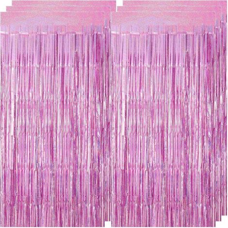 Rideau à franges rose pailleté lot de 6 1m x 2m pour déco de fête