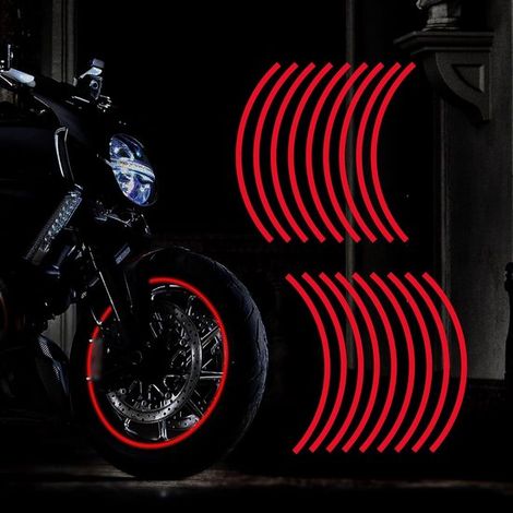 Autocollants réfléchissants pour jantes de moto et vélo - 17 pouces - Sécurité et décoration (1/5)