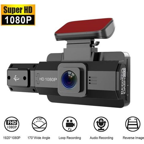 Caméra de Voiture HD 1080P-Enregistrement en boucle-Vision Nocturne-Angle d\'objectif réglable-Sans carte mémoire (1/4)