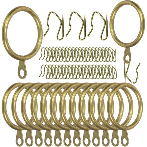 60Pcs 42mm/1.7" Diamètre intérieur Anneau de Rideau en métal en Bronze avec Pin-on Drapery Crochets Kit d'assortiment, Drape Coulissant Eyelet Anneau métal, pour fenêtre Porte Rideau de Douche (1/5)