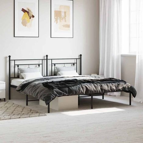 vidaXL Metal Bed Frame without Mattress with Headboard Black 183x213cm (1/5)