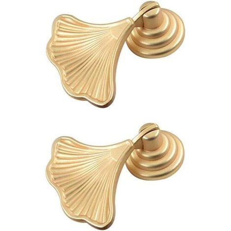 Ensemble de 2 poignées de porte de placard en forme de feuille de ginkgo pour la cuisine et la salle de bain (1/4)