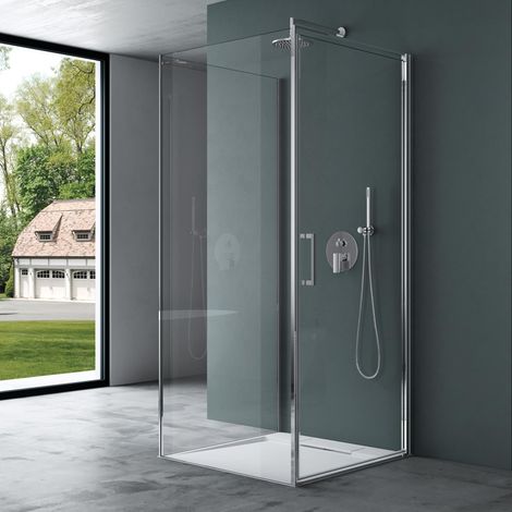 Mai & Mai Duschkabine U-Form Dusche Duschabtrennung BTH: 90x90x195cm ESG-Sicherheitsglas Klarglas mit Nano-Beschichtung Ravenna36UK